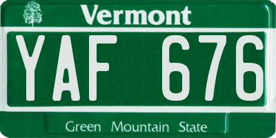 VT license plate YAF676