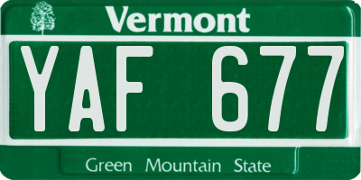 VT license plate YAF677