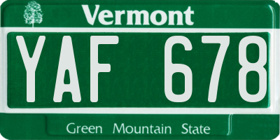 VT license plate YAF678