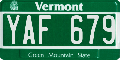 VT license plate YAF679