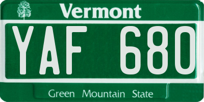 VT license plate YAF680