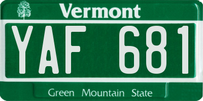VT license plate YAF681