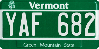 VT license plate YAF682