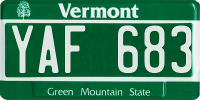VT license plate YAF683