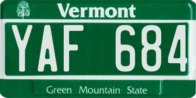 VT license plate YAF684