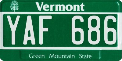 VT license plate YAF686