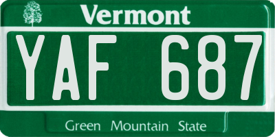 VT license plate YAF687