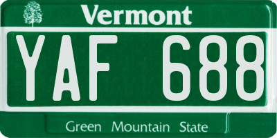VT license plate YAF688
