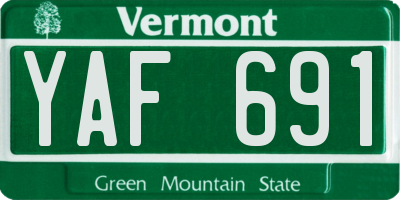 VT license plate YAF691