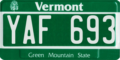 VT license plate YAF693