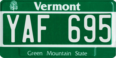 VT license plate YAF695