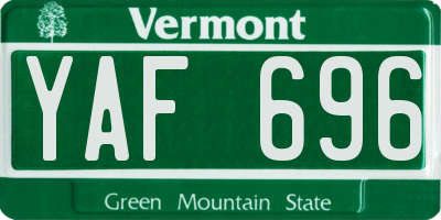 VT license plate YAF696