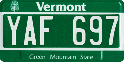 VT license plate YAF697