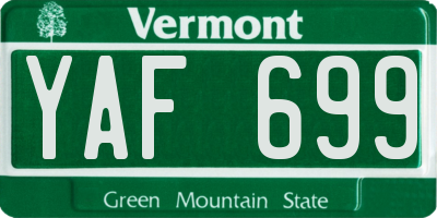 VT license plate YAF699