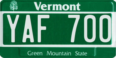 VT license plate YAF700