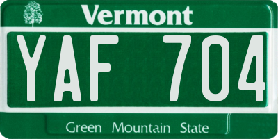 VT license plate YAF704