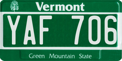 VT license plate YAF706