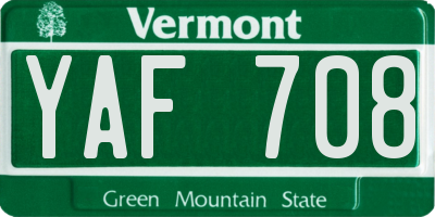 VT license plate YAF708