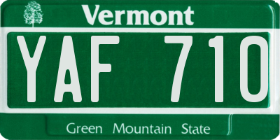 VT license plate YAF710