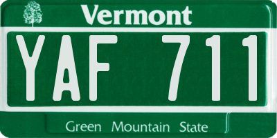 VT license plate YAF711