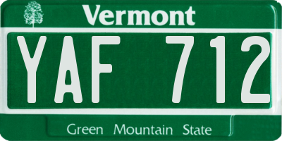 VT license plate YAF712