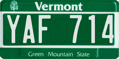 VT license plate YAF714