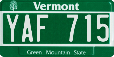 VT license plate YAF715