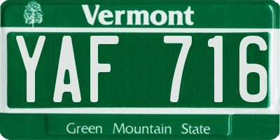 VT license plate YAF716