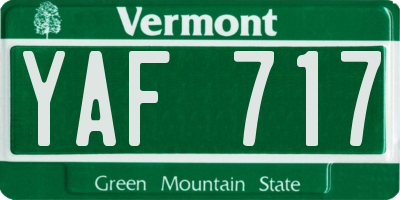 VT license plate YAF717