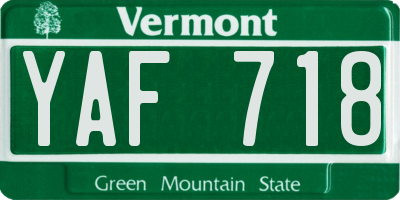 VT license plate YAF718
