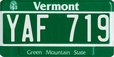 VT license plate YAF719