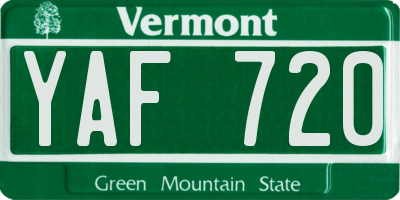 VT license plate YAF720