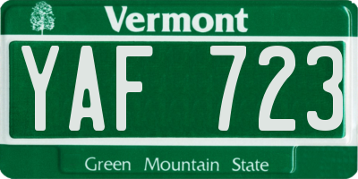 VT license plate YAF723