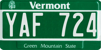 VT license plate YAF724
