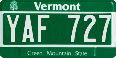 VT license plate YAF727