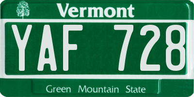 VT license plate YAF728