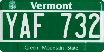 VT license plate YAF732