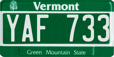 VT license plate YAF733