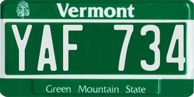 VT license plate YAF734