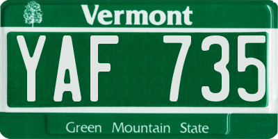 VT license plate YAF735