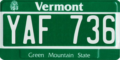 VT license plate YAF736