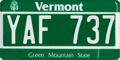 VT license plate YAF737