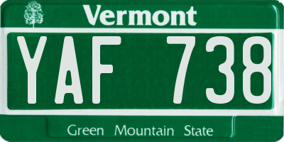 VT license plate YAF738