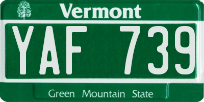 VT license plate YAF739