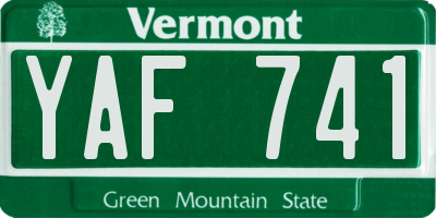 VT license plate YAF741