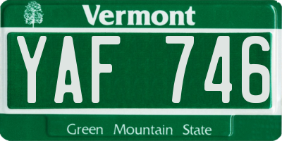 VT license plate YAF746