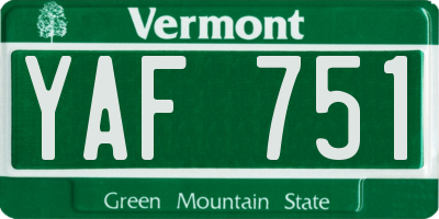 VT license plate YAF751