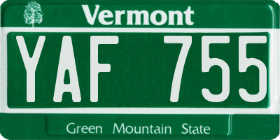 VT license plate YAF755