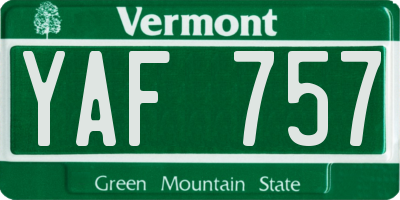 VT license plate YAF757