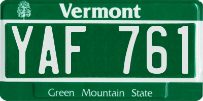 VT license plate YAF761